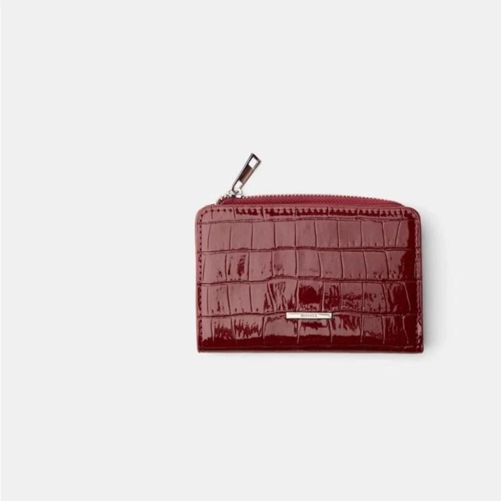 Bershka Croc-Embossed Burgundy Wallet